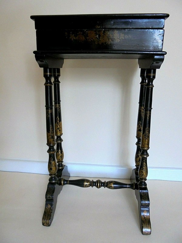 Antique French Sewing Work Box Table..