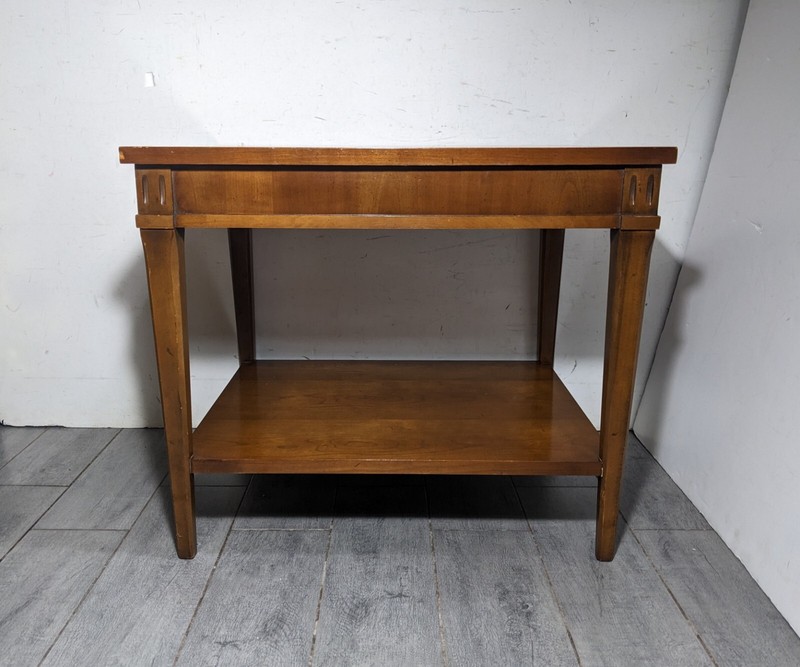 Vintage Lane 1960s Mid Century Modern Walnut Wood 2-Tier End Table A gallery