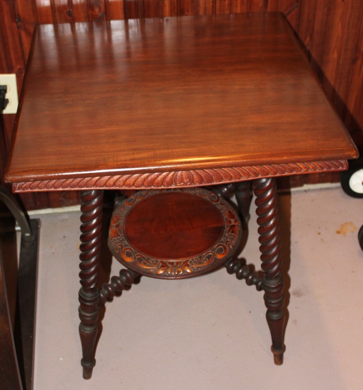 Antique Turned Bobbin Legs, 2 Tier, Parlor Side Table, Solid Wood gallery