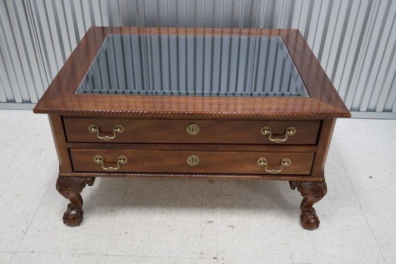 Vintage Chippendale Mahogany Display Coffee Table Ball & Claw Feet gallery