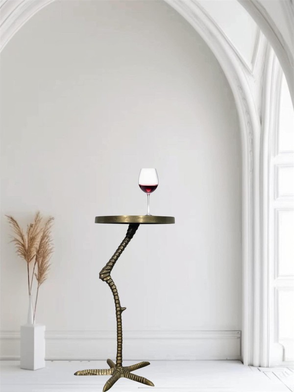 Handmade Aluminium Flamingo Side Table, Antique Brass Finish, Tropical Decor gallery