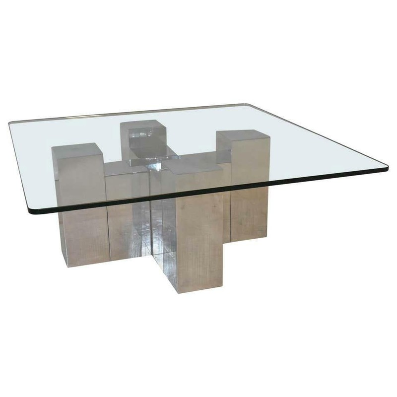 Paul Mayen Aluminum Glass Coffee Table