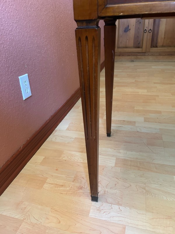 1930s Art Deco Console Table – Antique Extensole Hickory Mahogany Inlay Desk gallery