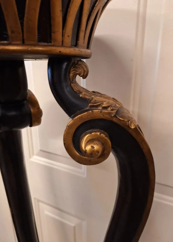John Richard Empire Style Leather Top Gold Gilt Carved Plant Stand / Pedastal gallery