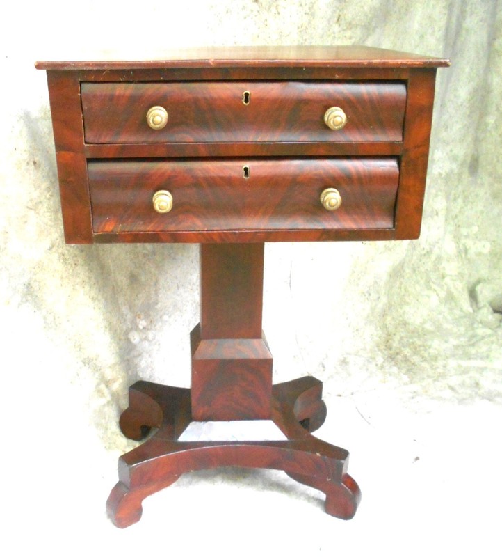 ANTIQUE AMERICAN EMPIRE MAHOGANY 2 DRAWER STAND gallery
