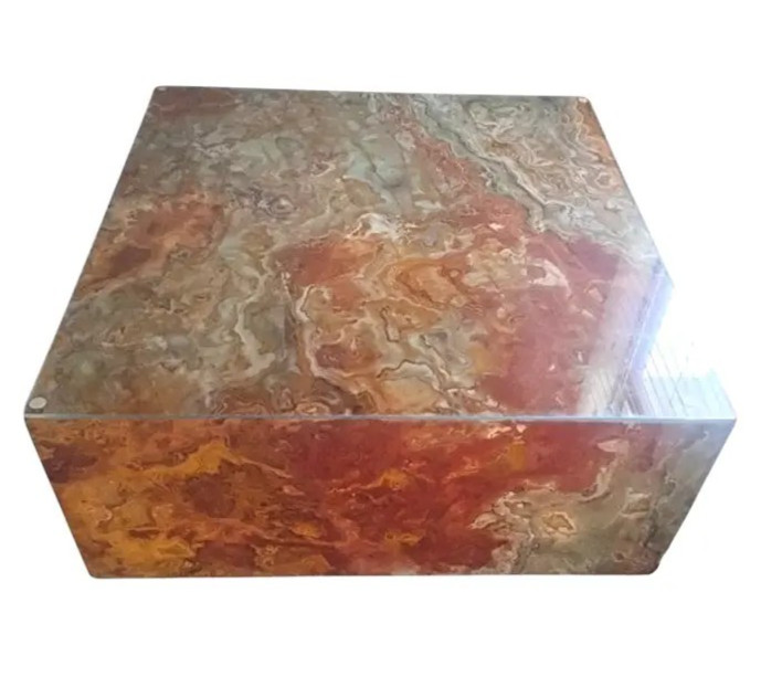 1970s Italian Marble Coffee Cocktail Square Table Mid Century Postmodern 36" gallery