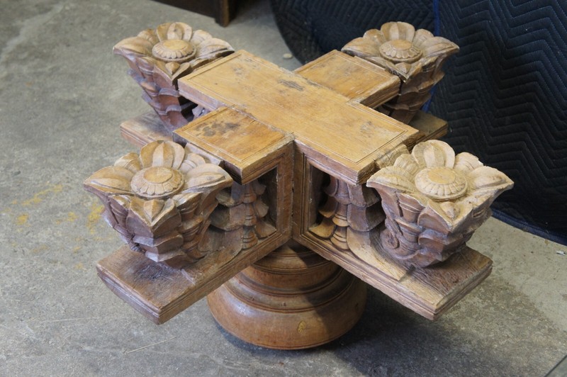 Antique Architectural Reclaimed Teak Ornamental Temple Pedestal Coffee Table gallery