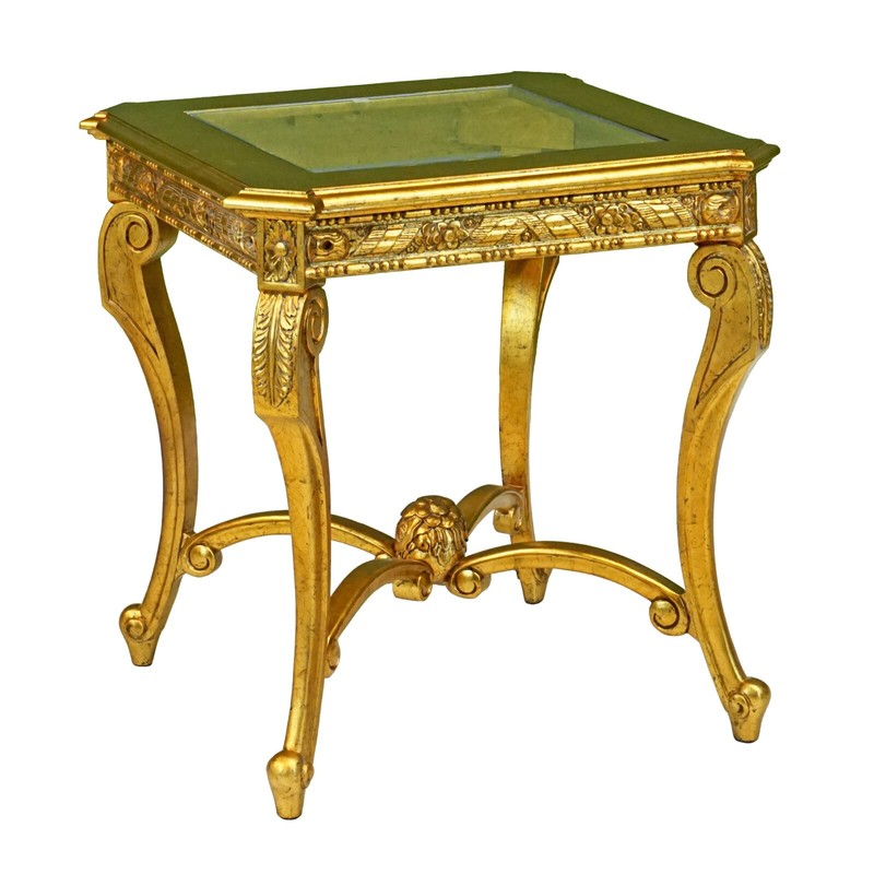 Glass Top French Square Coffee table & 2 side table set Gold Leaf gallery