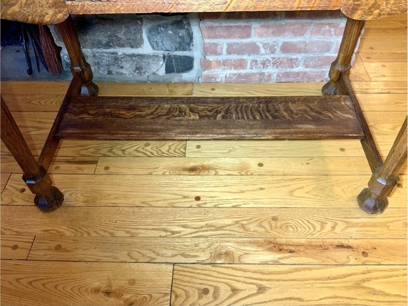 Antique Gothic Revival Style Oak Library Console Table gallery