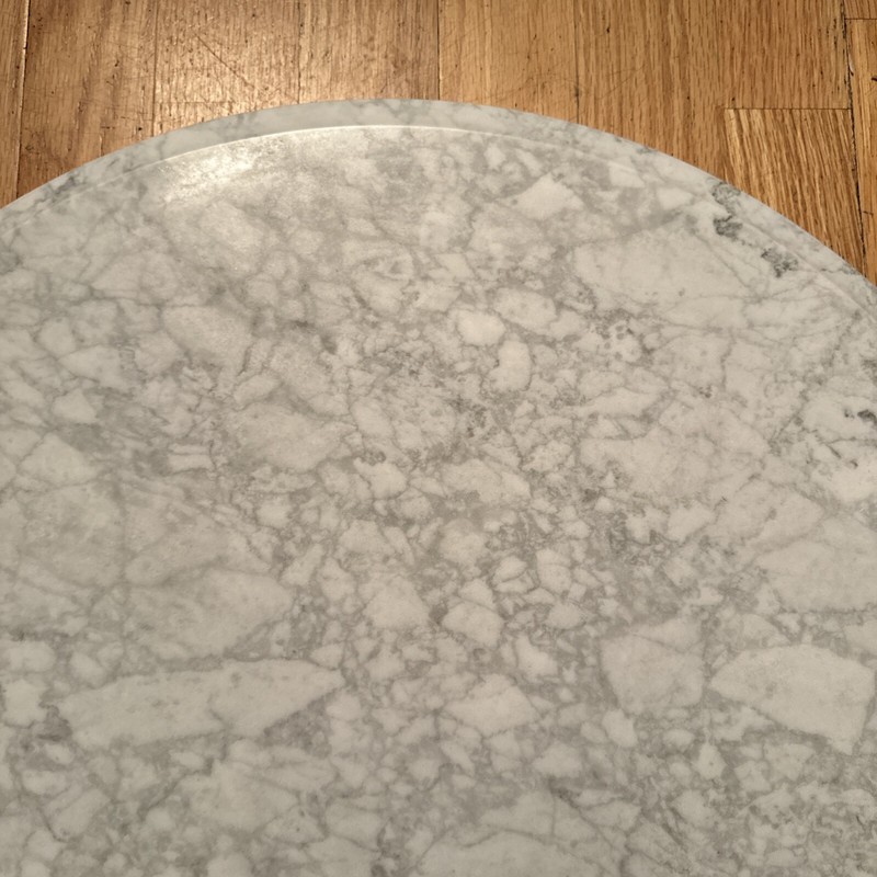 Vintage Solid Replacement 24” Marble Table Top (Italy) White & Gray Veining gallery