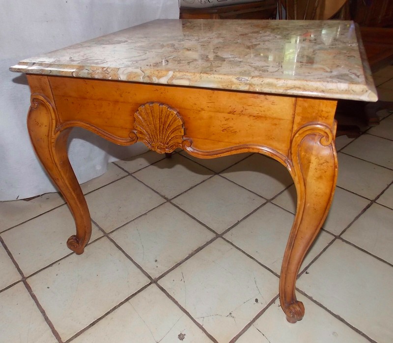 Carved Satinwood Marble Top End Table / Side Table (ET324) gallery