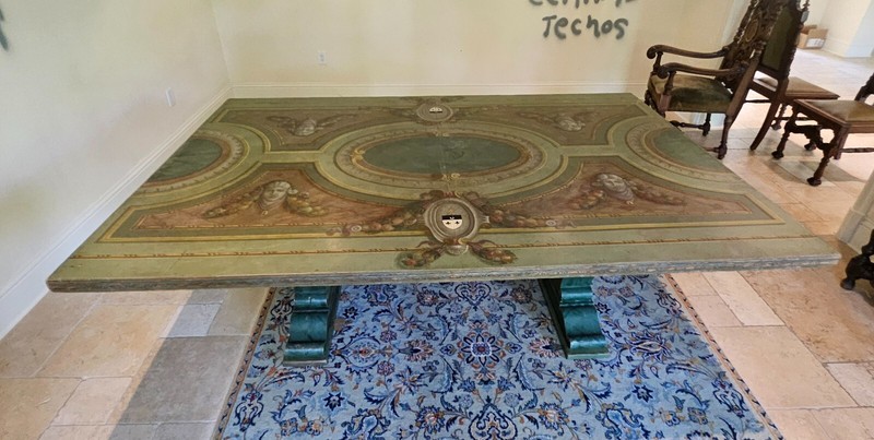 Stunning Italian Venetian Style Hand Painted Dining Trestle Table gallery