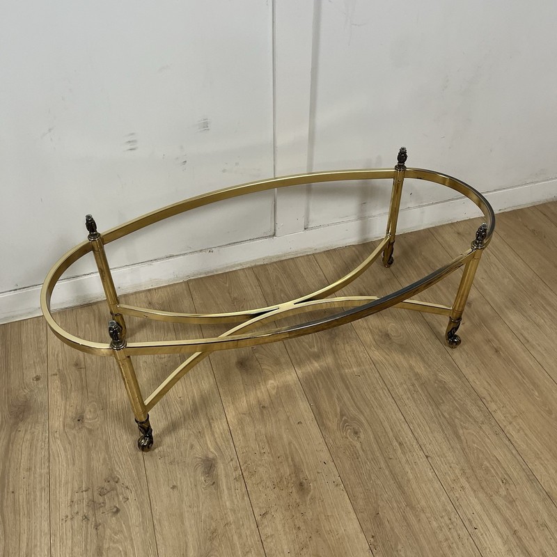 Vintage La Barge Brass Oval Coffee Table Flame Hollywood Regency BASE ONLY