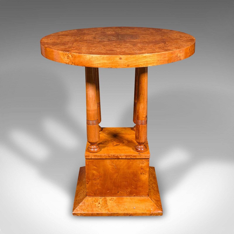 Vintage Podium Hall Table, French, Birds Eye Maple, Lamp, Side, Art Deco, C.1930 gallery
