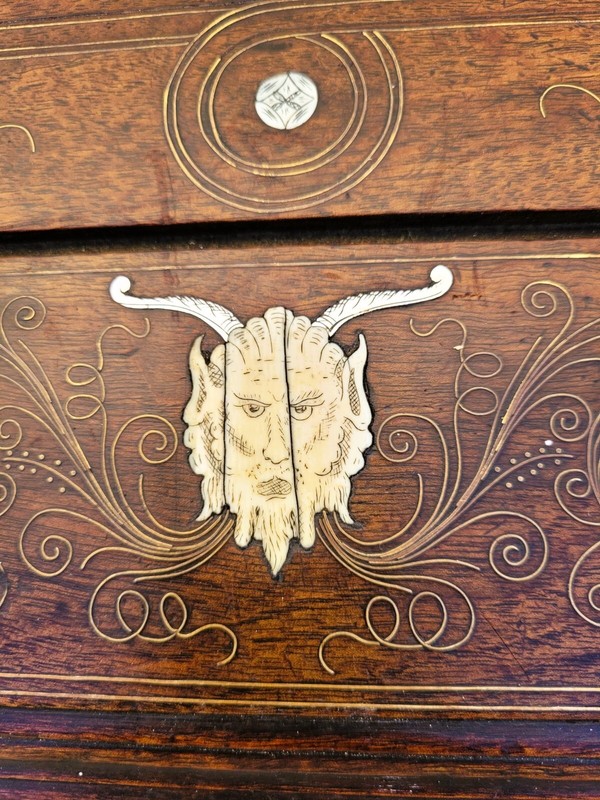 Small Oak And Walnut Table With Inlays, France 19th Century gallery