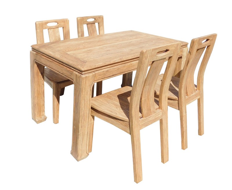 Oriental Light Wood Dining Table 4 Chairs Set cs1555 gallery