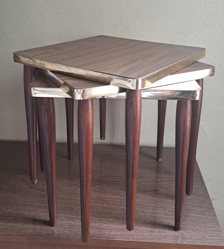 Set 3 Retro Laminate Stacking Nesting Tables Mid Century Modern MCM 1960s