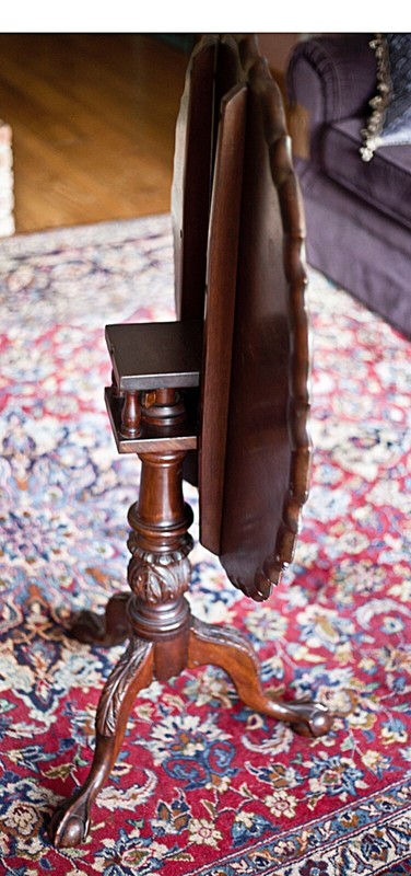 Antique George 3 Tilt Top Tea Table Chippendale Carved Ball & Claw Feet gallery