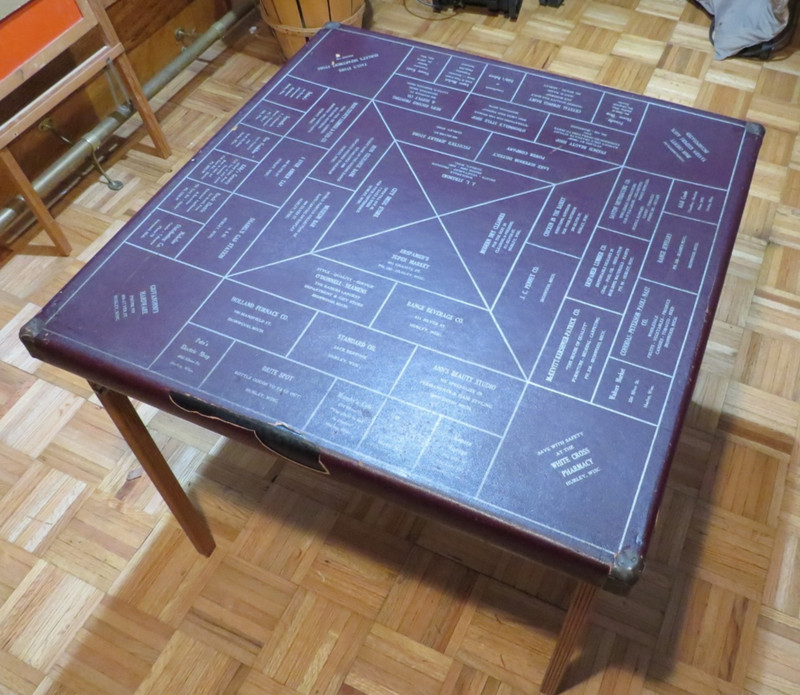 Vintage 1940’s Advertising Wood Folding Game Card Table Hurley WI Ironwood MI