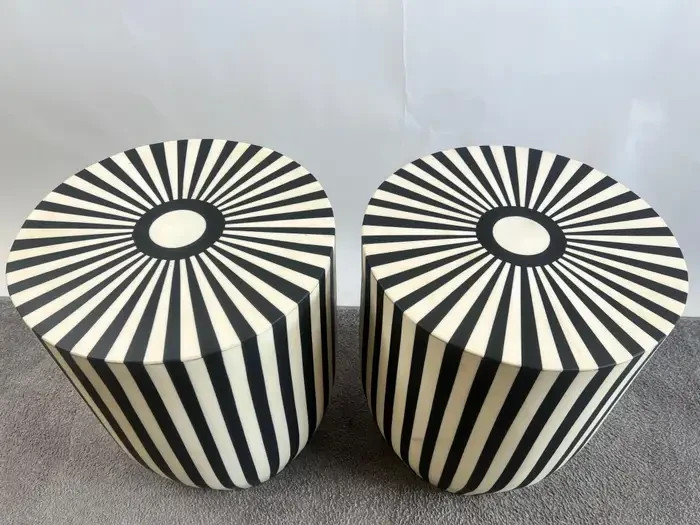 Art Deco Style Black and White Resin Side, End Table or Stool gallery