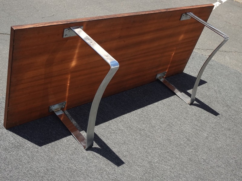 Vintage Mid Century Modern Teak Cocktail Coffee Table with a Chrome Base gallery