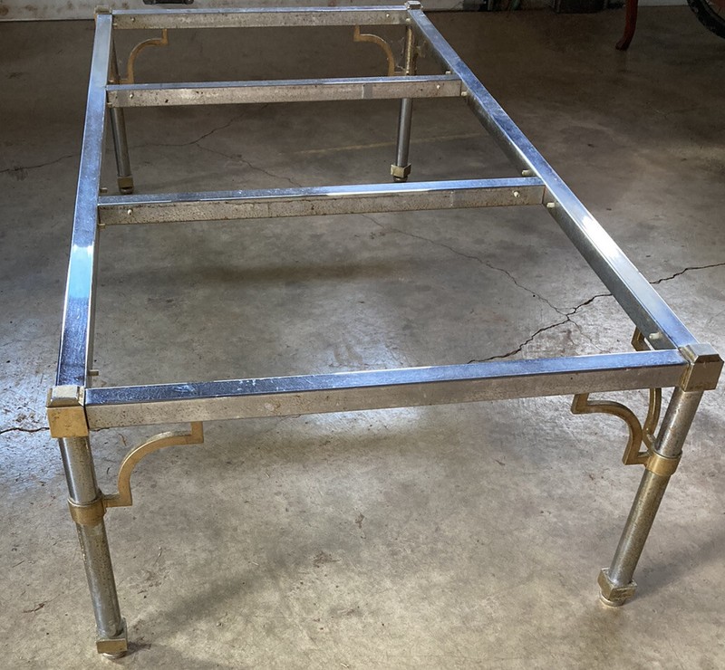 Maison Jansen -Style Brass Greek Key Coffee Table Some Pitting NO glass Top