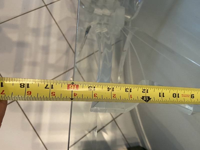 Mid Century Lucite X Base Console Table Beveled Glass Top Modern 56” gallery