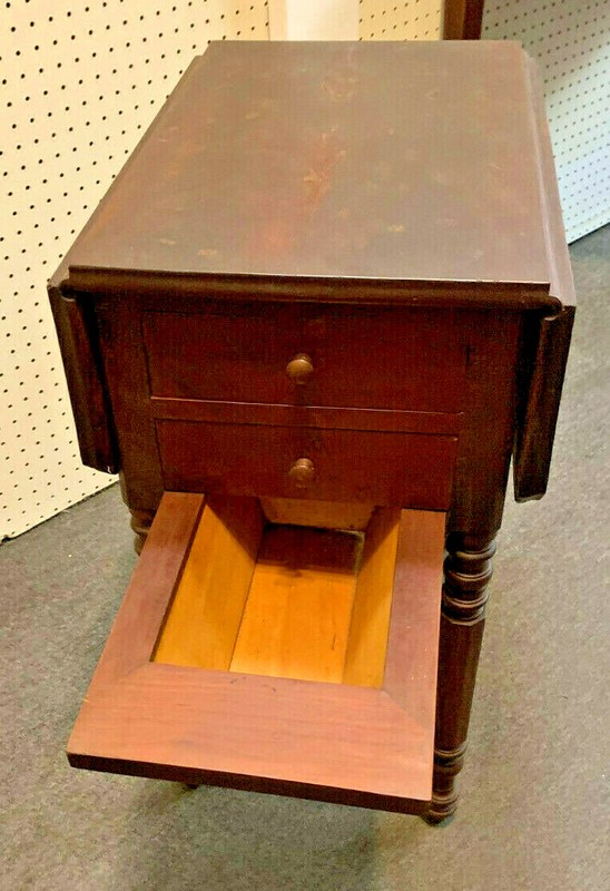 Early Nineteenth Century English Sewing/Work Table - Drop Leaf Top/Storage Bin gallery
