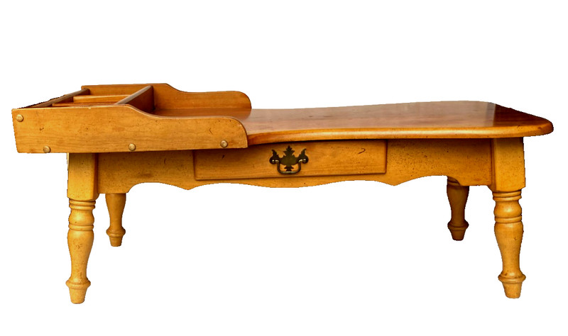 Vintage COBBLER Solid Maple Wood Bench Coffee Table with Drawer MCM – Rare!!
