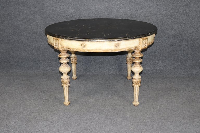 Directoire Style PD & Gilt Accent Center Table w/ Faux Marble top gallery