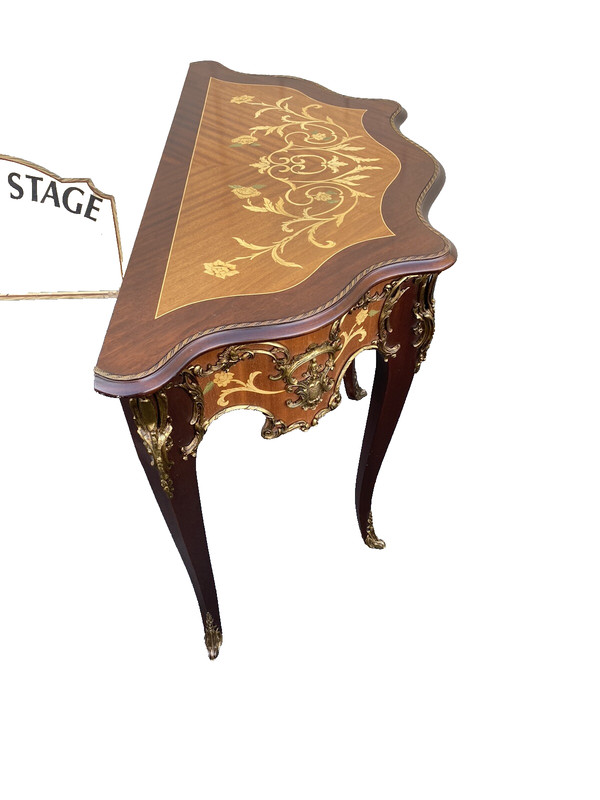 66142 Louis XV inlaid Console Table w/ Bronze ormalu gallery