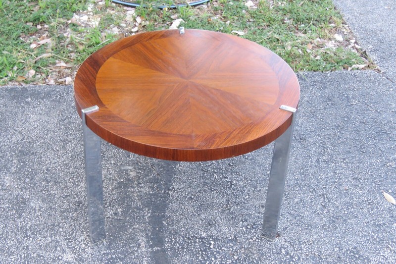 Lane Mid Century Modern Round Side End Lamp Small Coffee Table Chrome Legs 4921