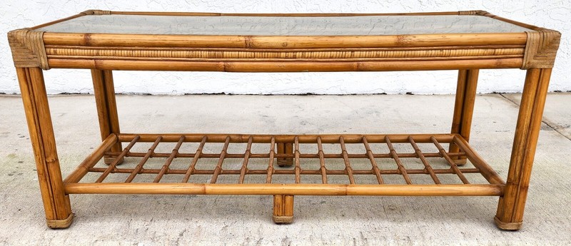 Vintage Bamboo Rattan Coffee Table gallery