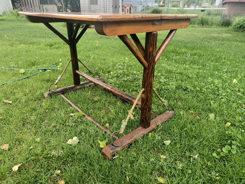 Rare signed Old hickory 1930's Adirondack rustic lodge camp cabin dining table gallery