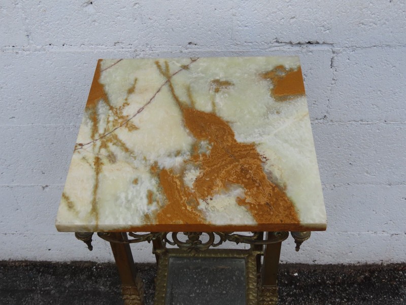Victorian Onyx Top Two Tiers Flower Statue Stand Pedestal Table 6343 gallery