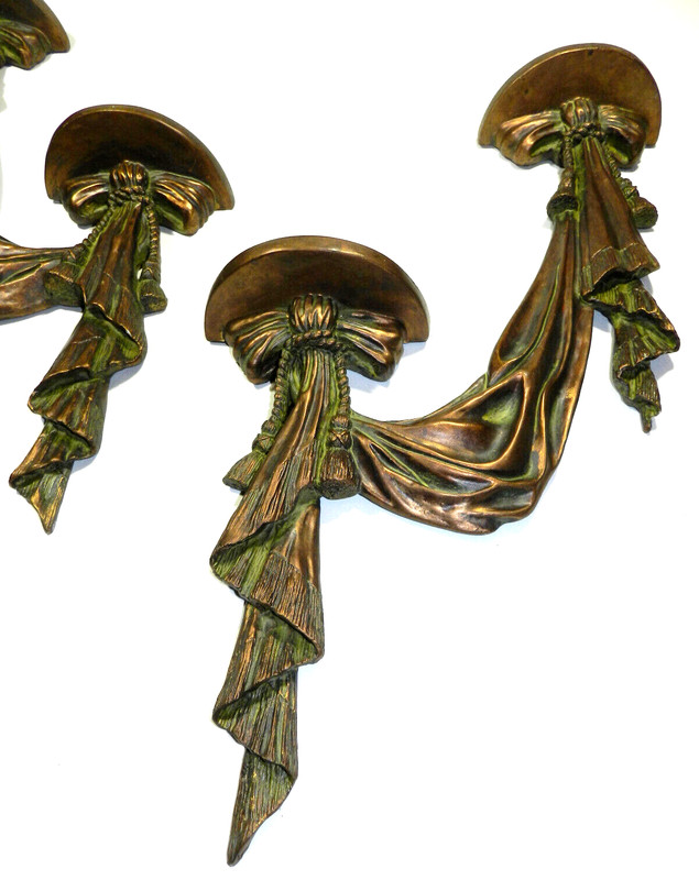 Hollywood Regency Wall Sconce Pair Large gallery