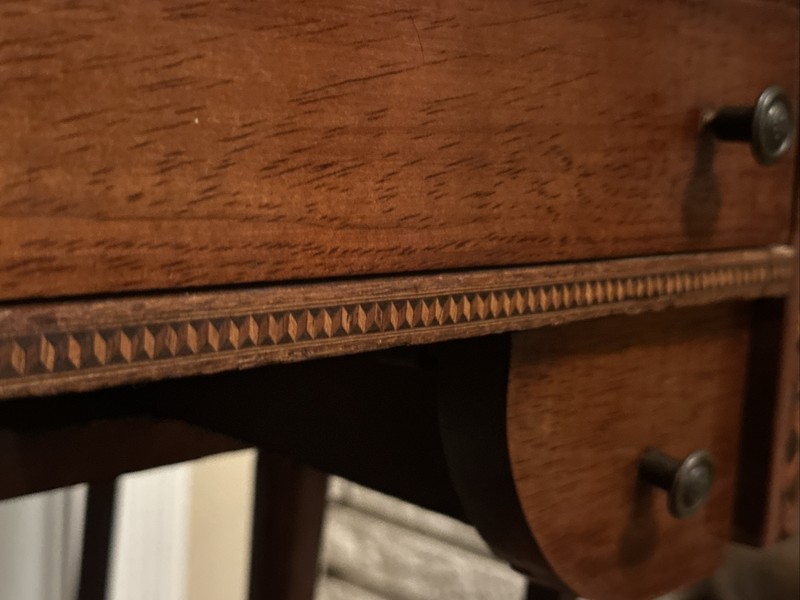 Antique Original Mahogany Wood Inlay End Table. gallery