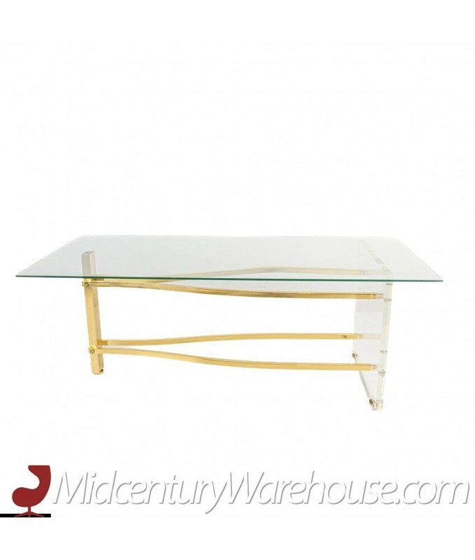 Mid Century Lucite and Brass Waterfall Table Base gallery