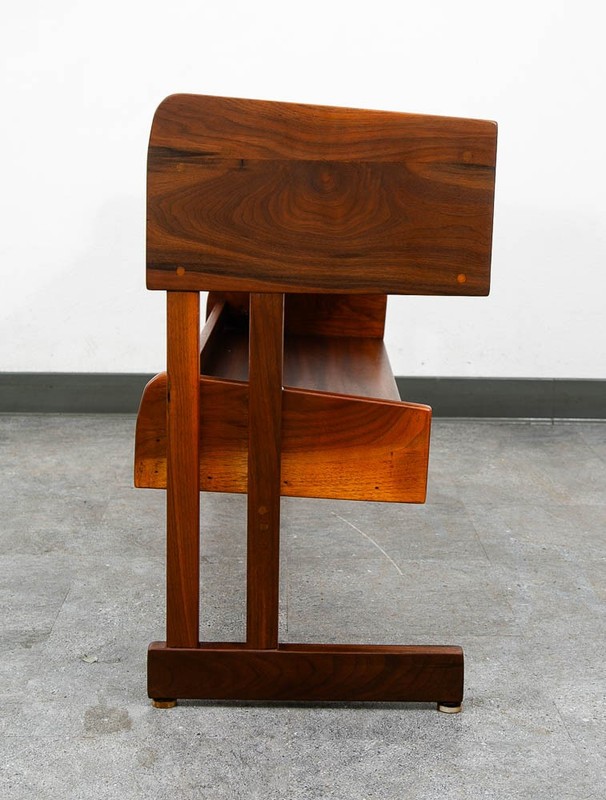 Mid Century Danish Modern Console Table Entryway Storage Walnut Shelving MCM gallery