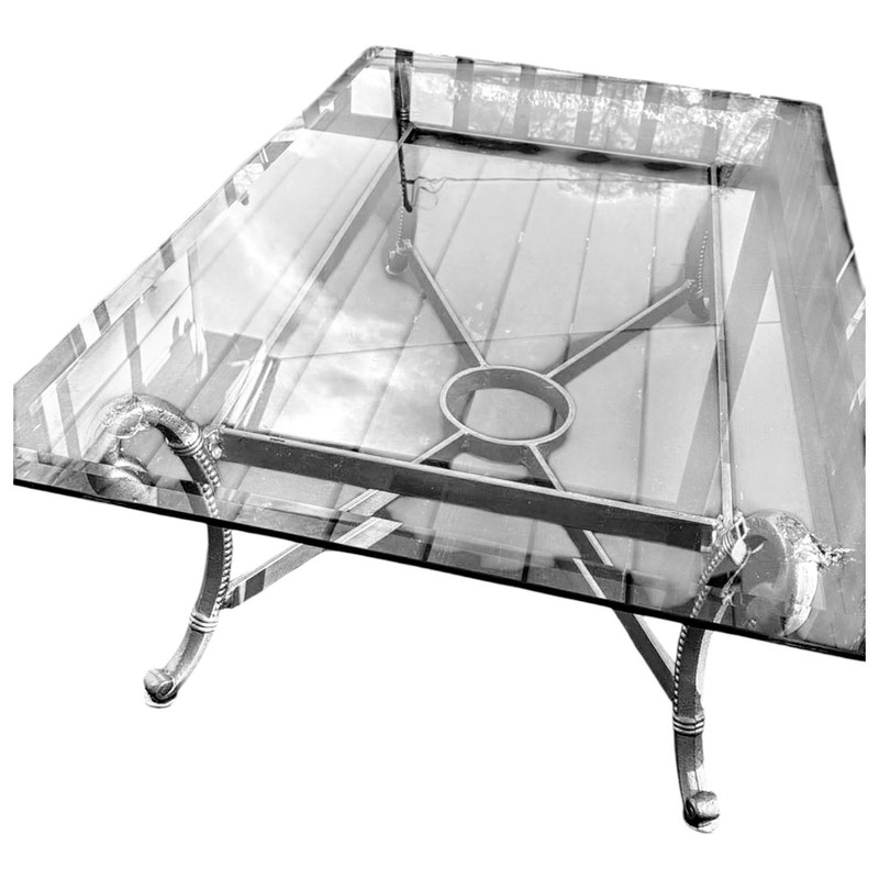 Stunning Steel & Brass Coffee Table, masterfully crafted in the Manner of Jansen gallery