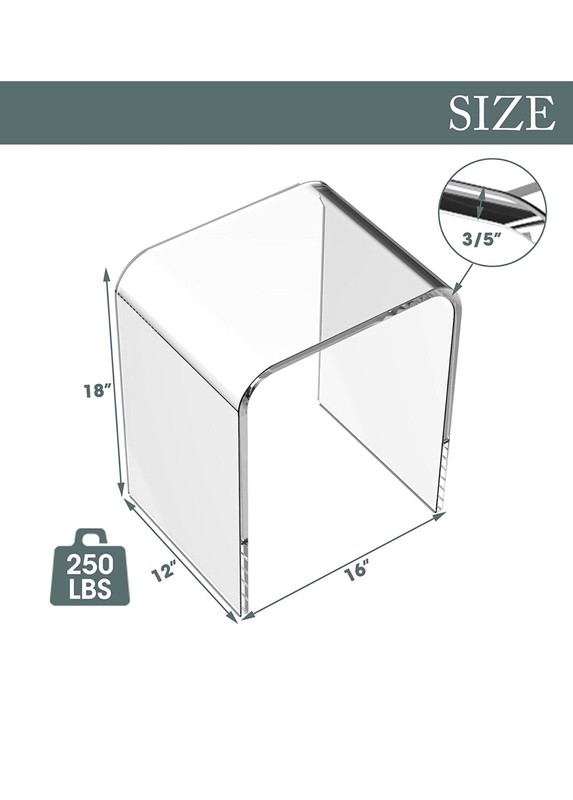WAHFAY Acrylic End Table, 16" L × 12" W × 18" H Transparent Small Side Table gallery
