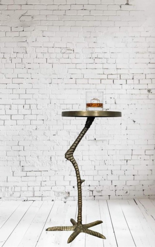 Handmade Aluminium Flamingo Side Table, Antique Brass Finish, Tropical Decor gallery