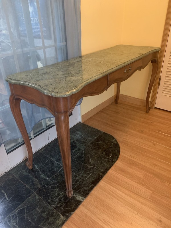 VINTAGE 30’S MARBLE WOOD DESK CONSOLE TABLE FRENCH REPRO CASSARD CHATEAU