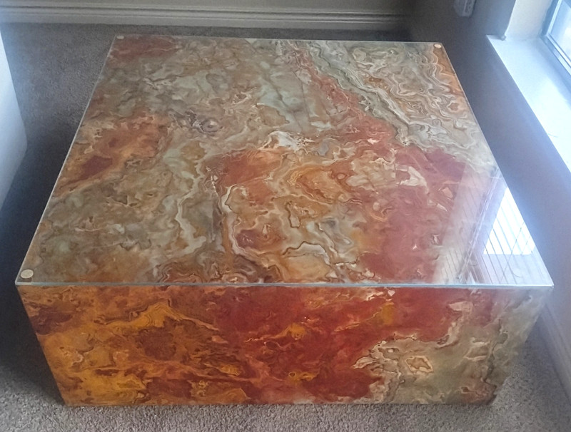 1970s Italian Marble Coffee Cocktail Square Table Mid Century Postmodern 36" gallery