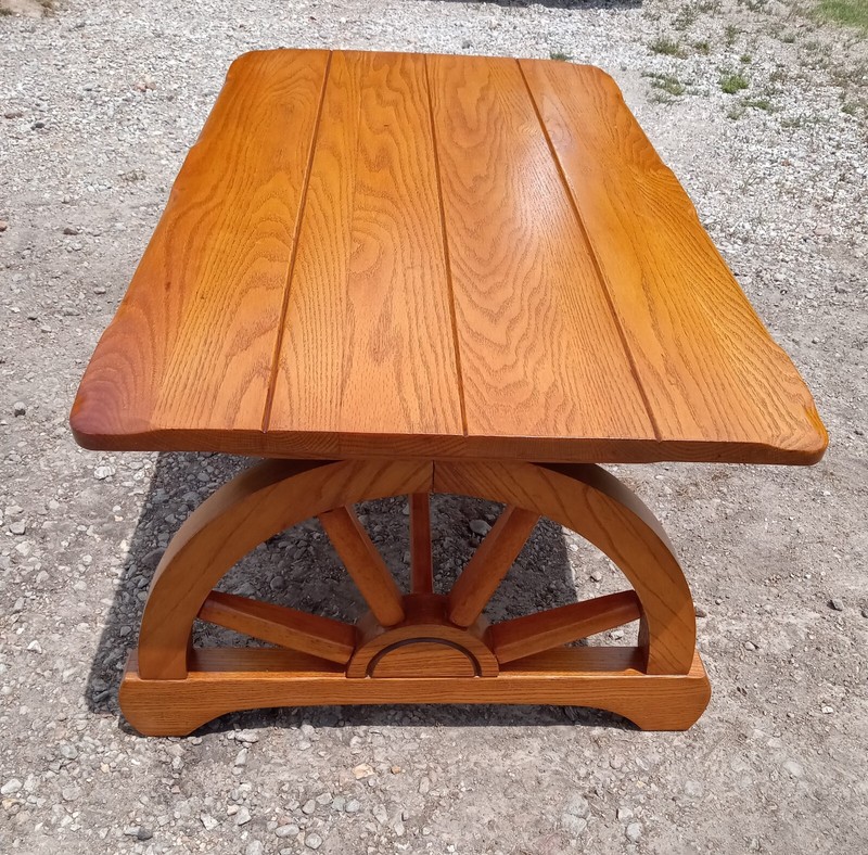 Mid Century Solid Oak Wagon Wheel Coffee Table (CT199) gallery