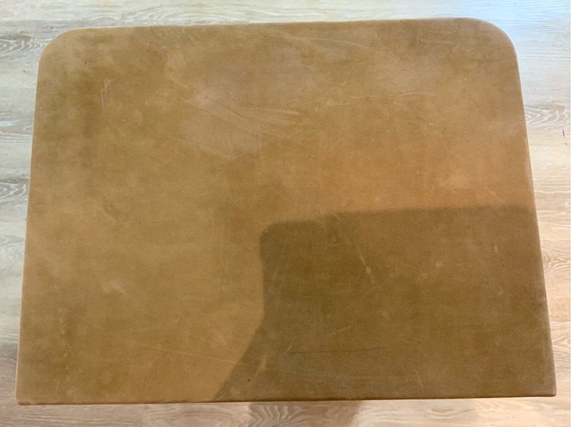 Mid-Century Suede Upholstered Square Side Tables—A Pair gallery