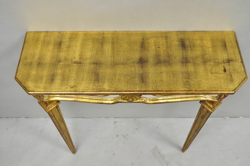 Vintage Italian Venetian Hollywood Regency Gold Gilt Small Wall Console Table gallery