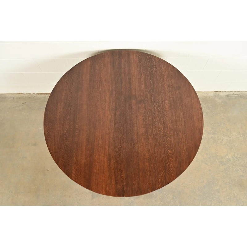 Stickley Brothers Style Antique Mission Oak Arts & Crafts Pedestal Dining Table gallery
