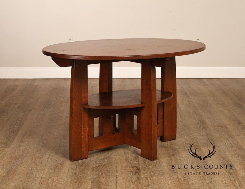 Limbert Arts And Crafts Antique Oak Double Oval Center Table Model 158 gallery