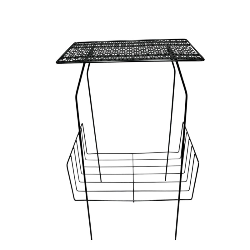 Vintage Wire Rack Mesh Metal Plant Telephone Stand Table Magazine Album Atomic gallery